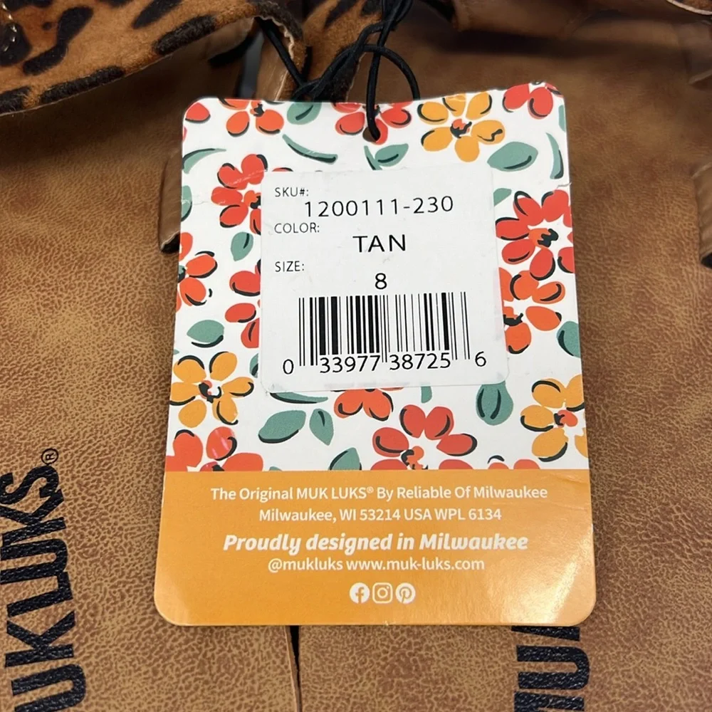MukLuks About You Slotted Sandal Tan Animal Print Leopard Slip On Sandals‎ 8